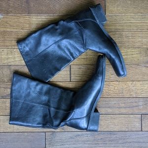 Naturalizer Black Leather Boots Size 7M Mid Calf